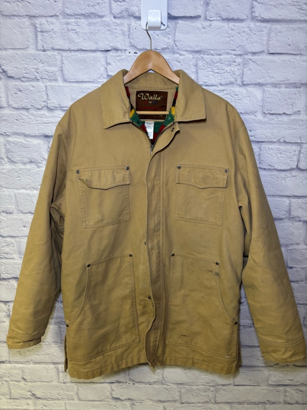 Walls Ranch Wear Chore Jacket Men Large Canvas Barn Workwear Gorpcore Fleece